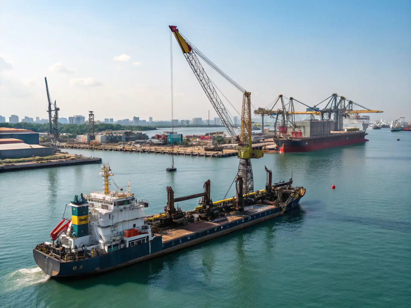 A daytime shot of the Jurong terminal in Singapore, showcasing its advanced technology and efficient operations. The image should convey innovation and reliability.